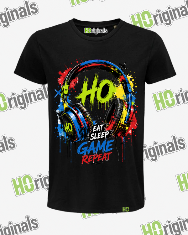 HO Gaming Headset – Eat. Sleep. Game. Repeat. Organic Kids T-Shirt