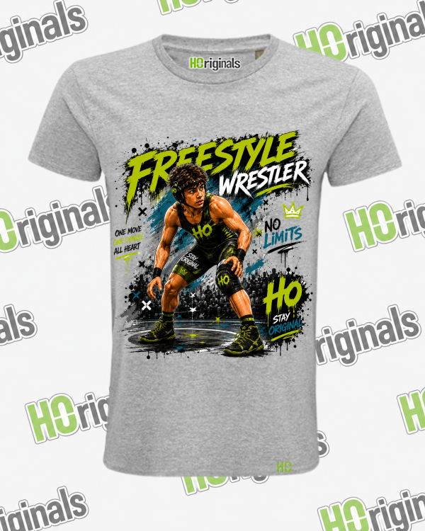 Freestyle Wrestler – No Limits Kids Organic Cotton T-Shirt